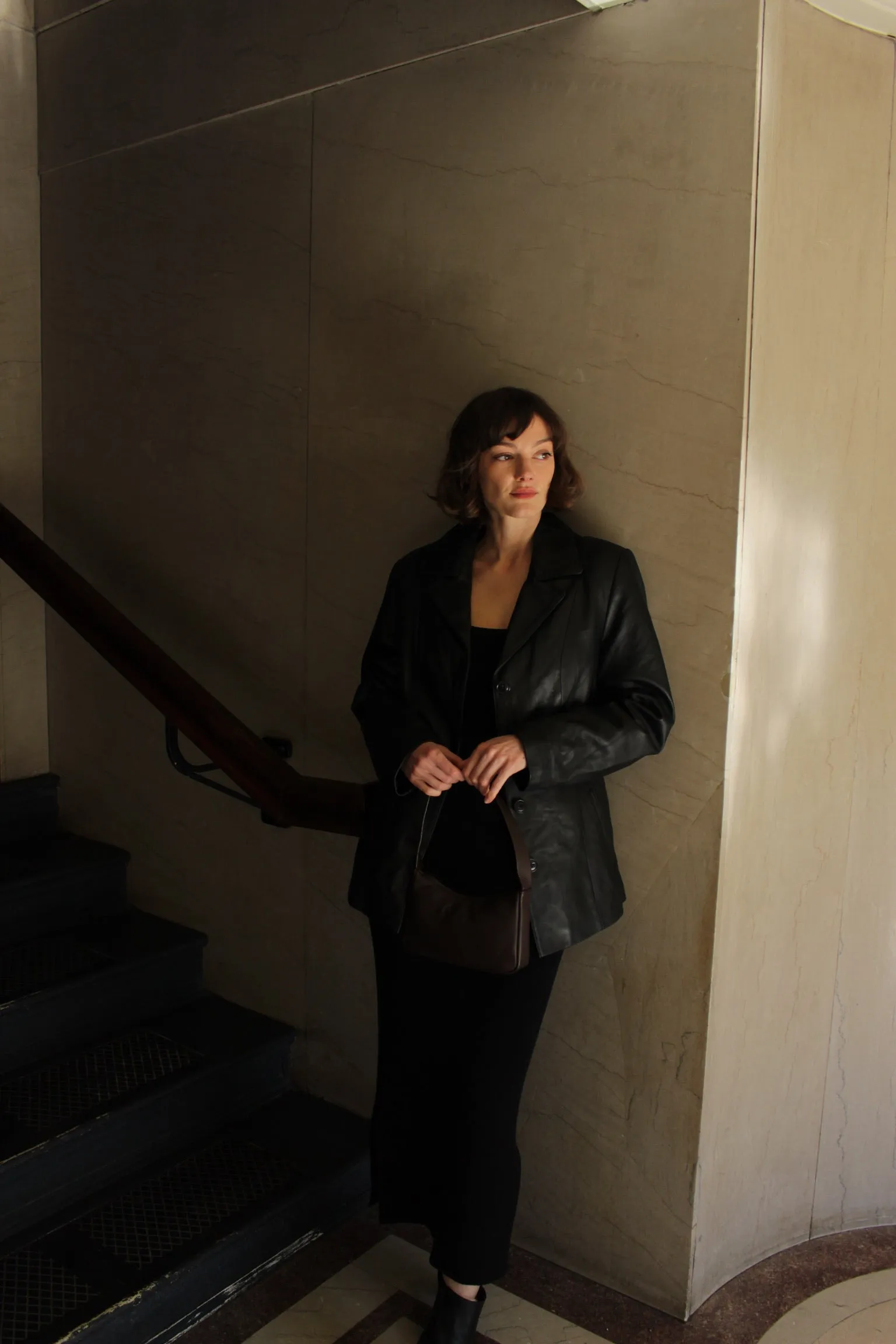 Classic 90s Black Leather Jacket sold by NA NIN product image thumbnail 4