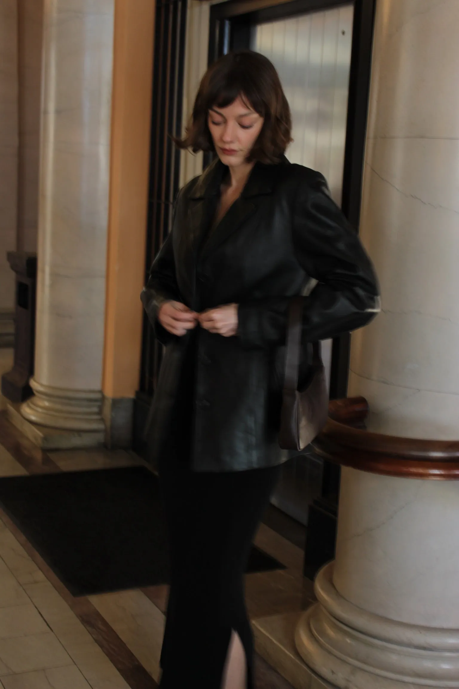 Classic 90s Black Leather Jacket sold by NA NIN