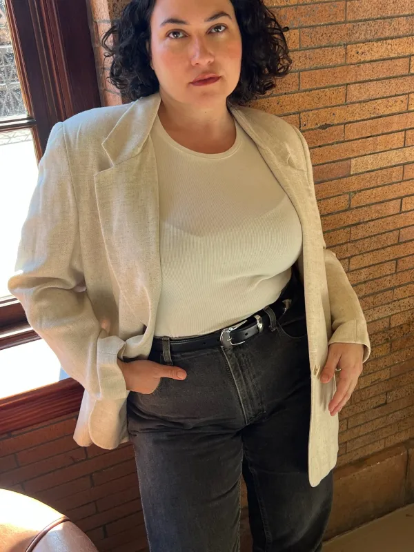 Vintage Woven Flax Blazer made by Vintage