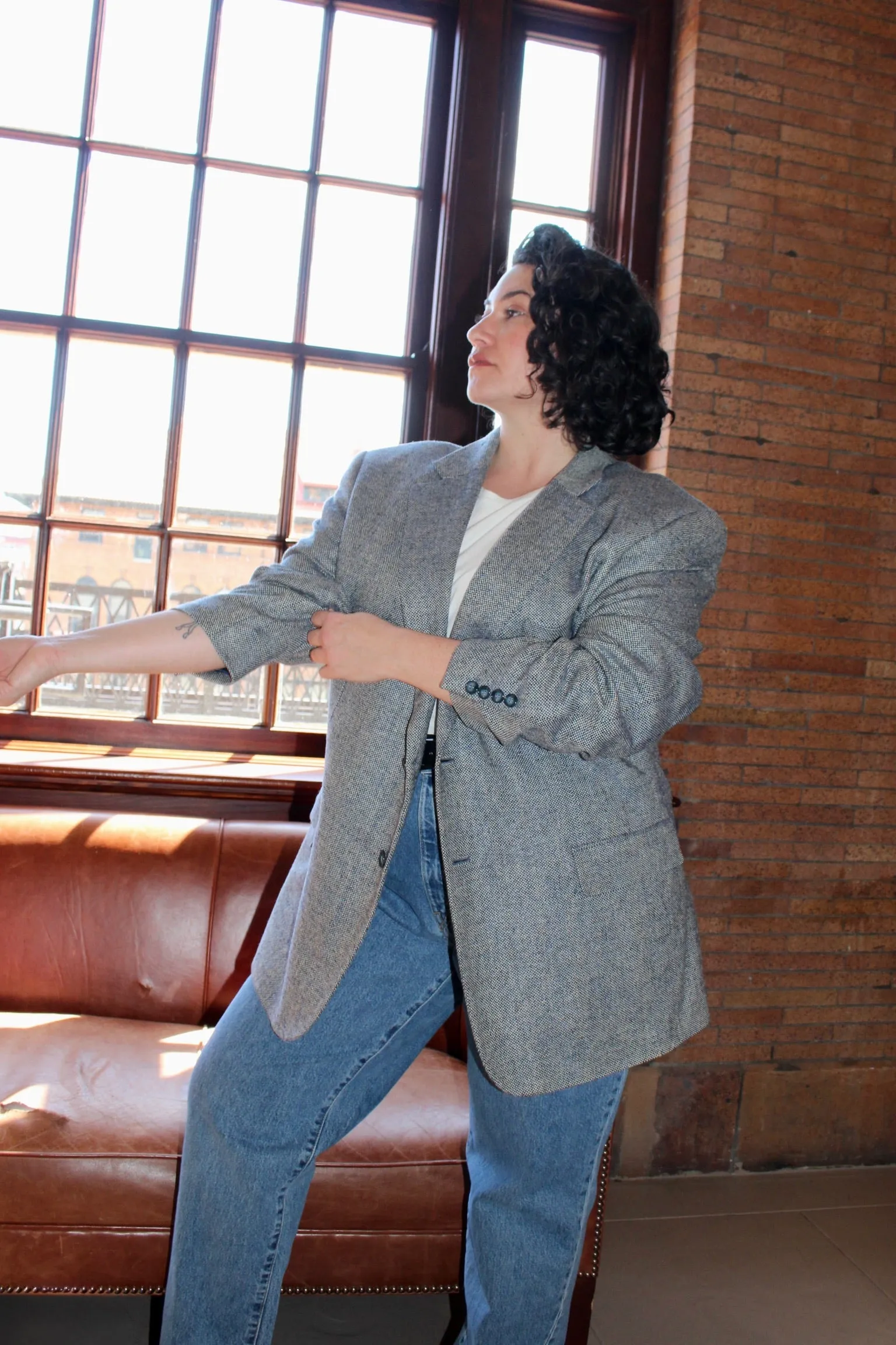 Vintage Speckled Ocean Woven Silk Blazer sold by NA NIN product image thumbnail 5