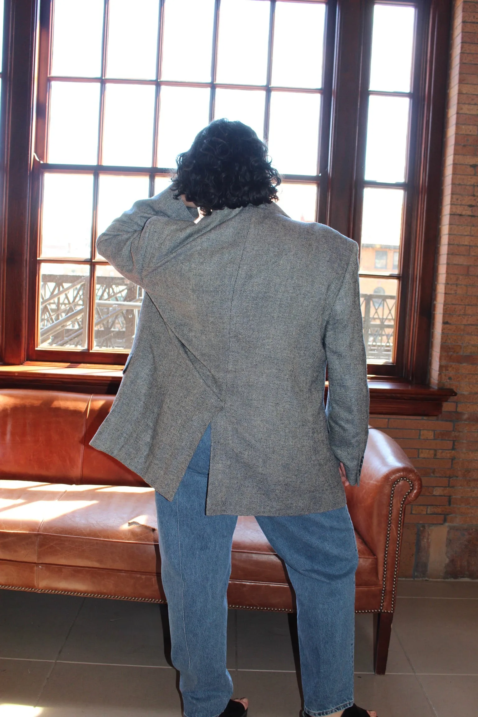 Vintage Speckled Ocean Woven Silk Blazer sold by NA NIN product image thumbnail 2