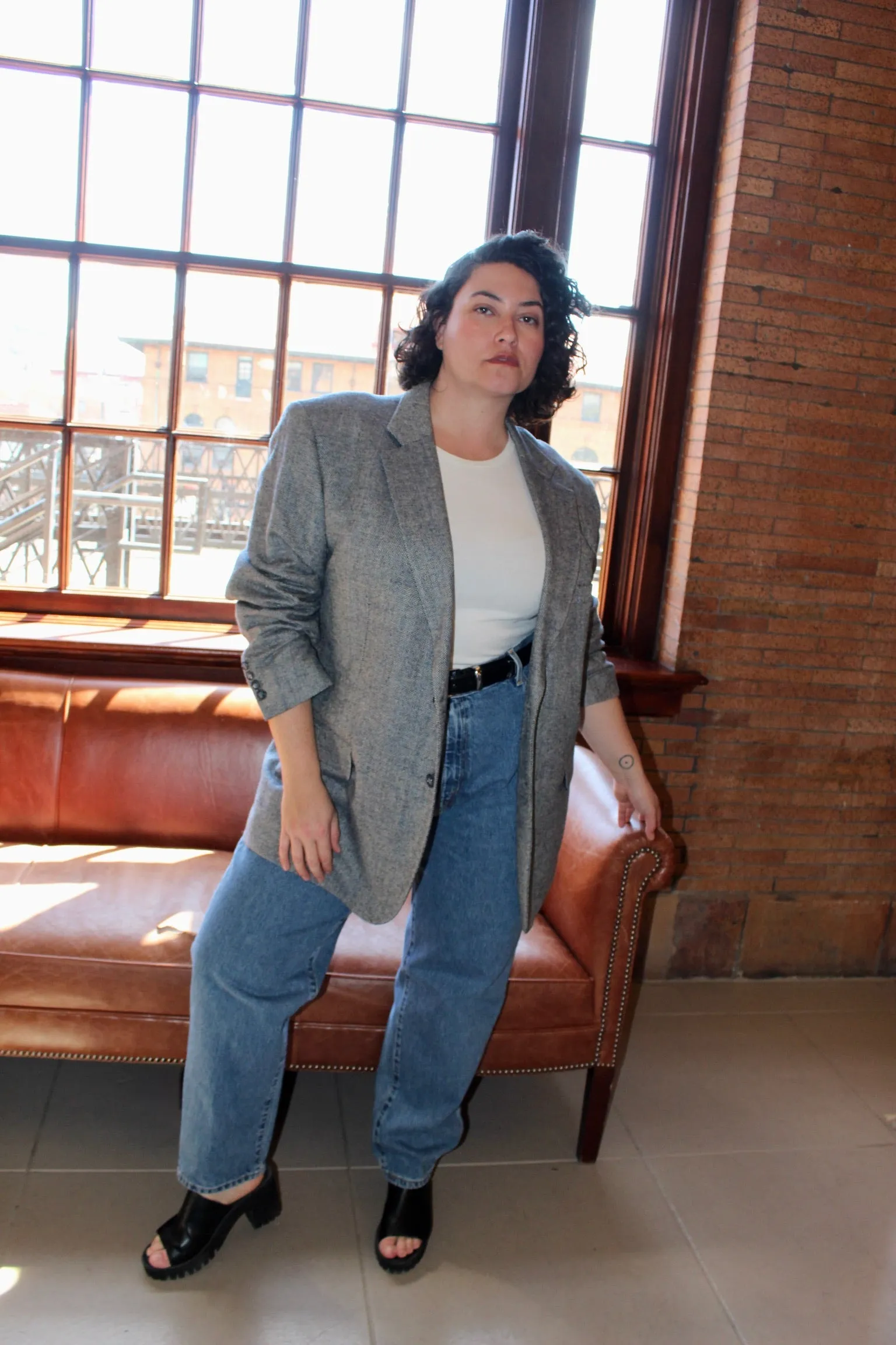 Vintage Speckled Ocean Woven Silk Blazer sold by NA NIN product image thumbnail 3