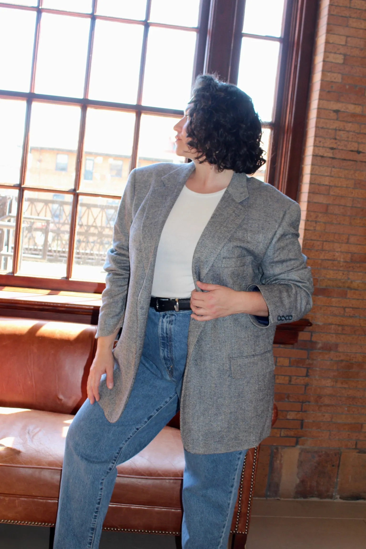 Vintage Speckled Ocean Woven Silk Blazer sold by NA NIN product image thumbnail 4