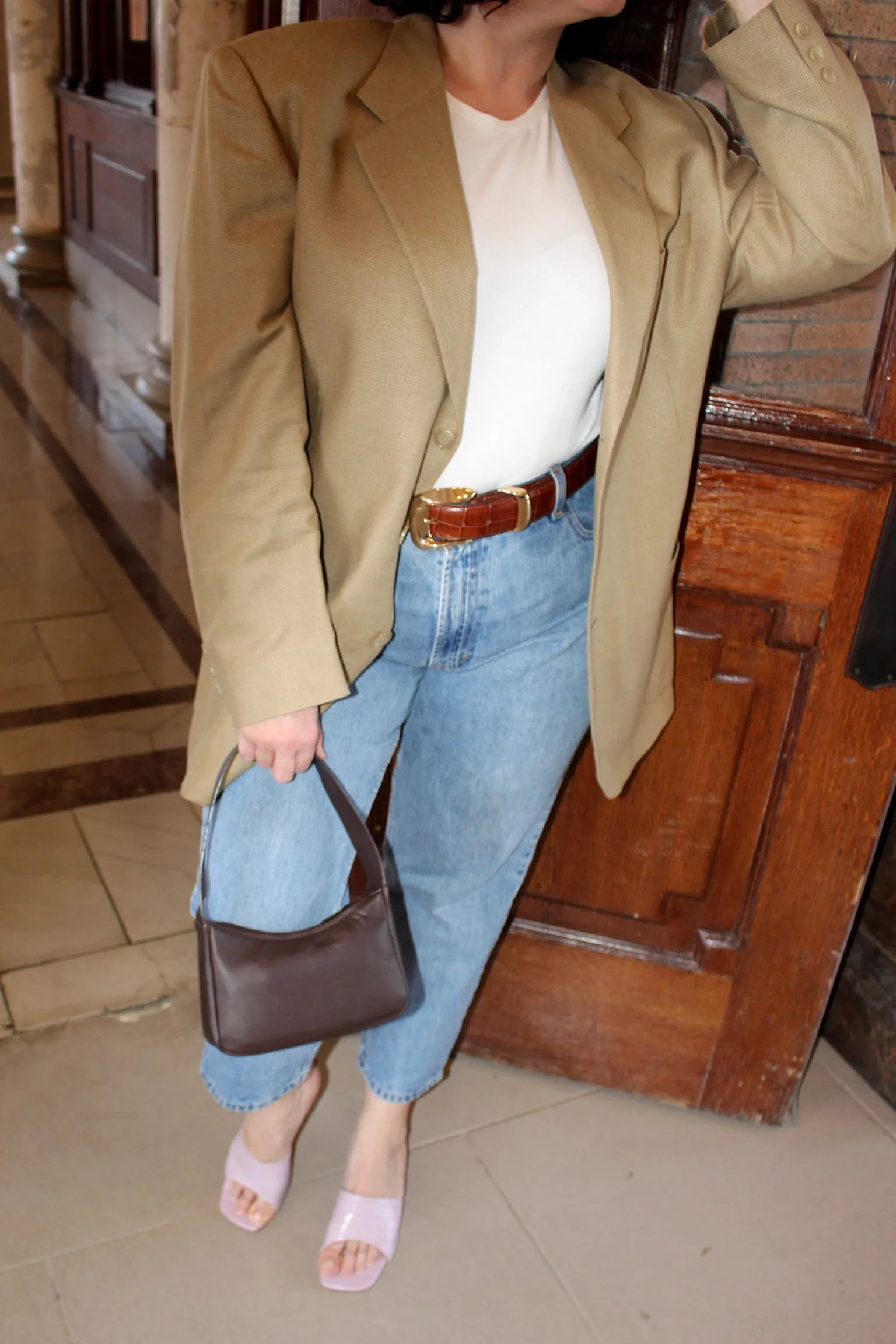 Vintage Latte Woven Silk & Wool Blazer sold by NA NIN product image thumbnail 4