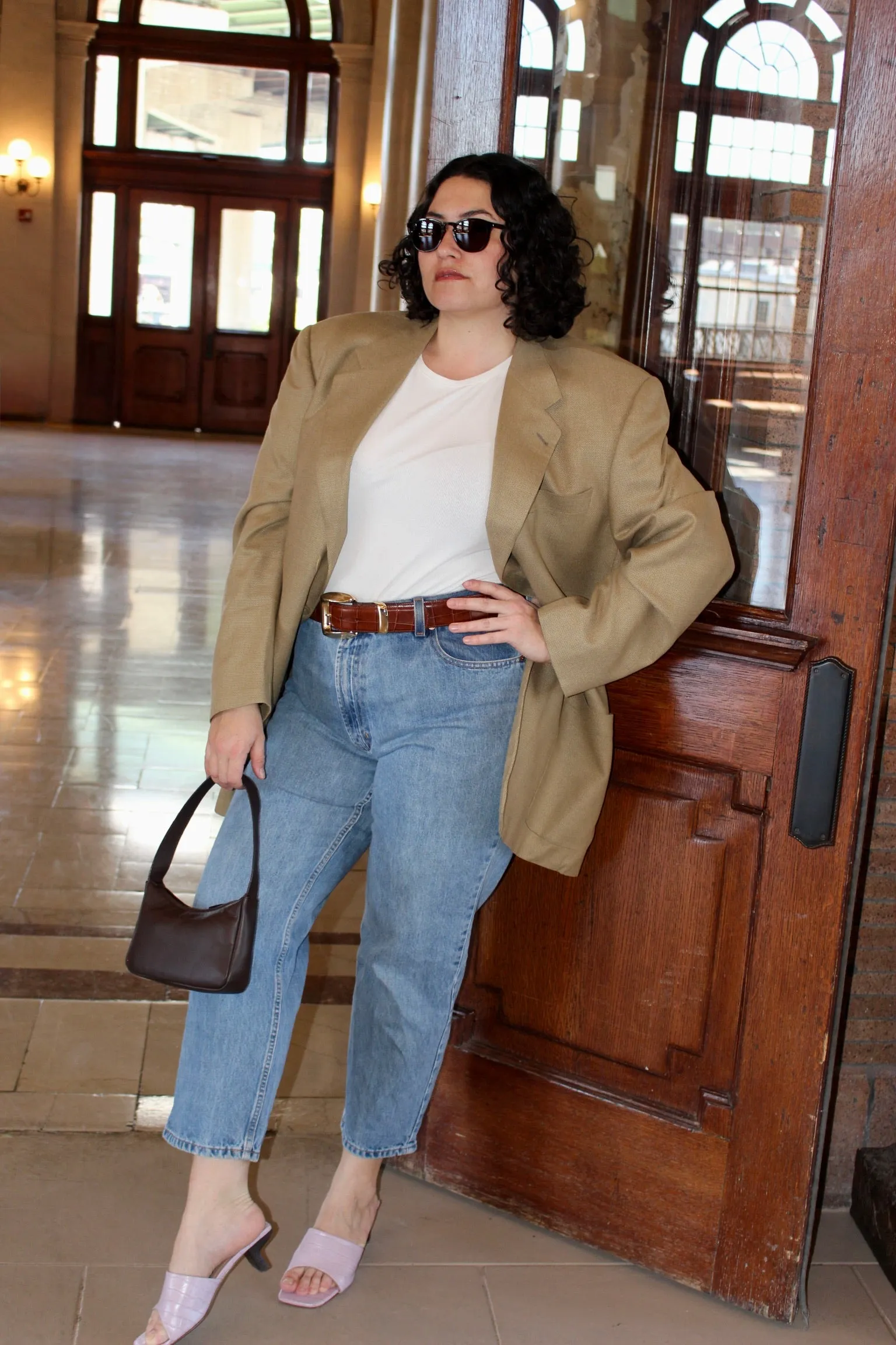 Vintage Latte Woven Silk & Wool Blazer sold by NA NIN product image thumbnail 2