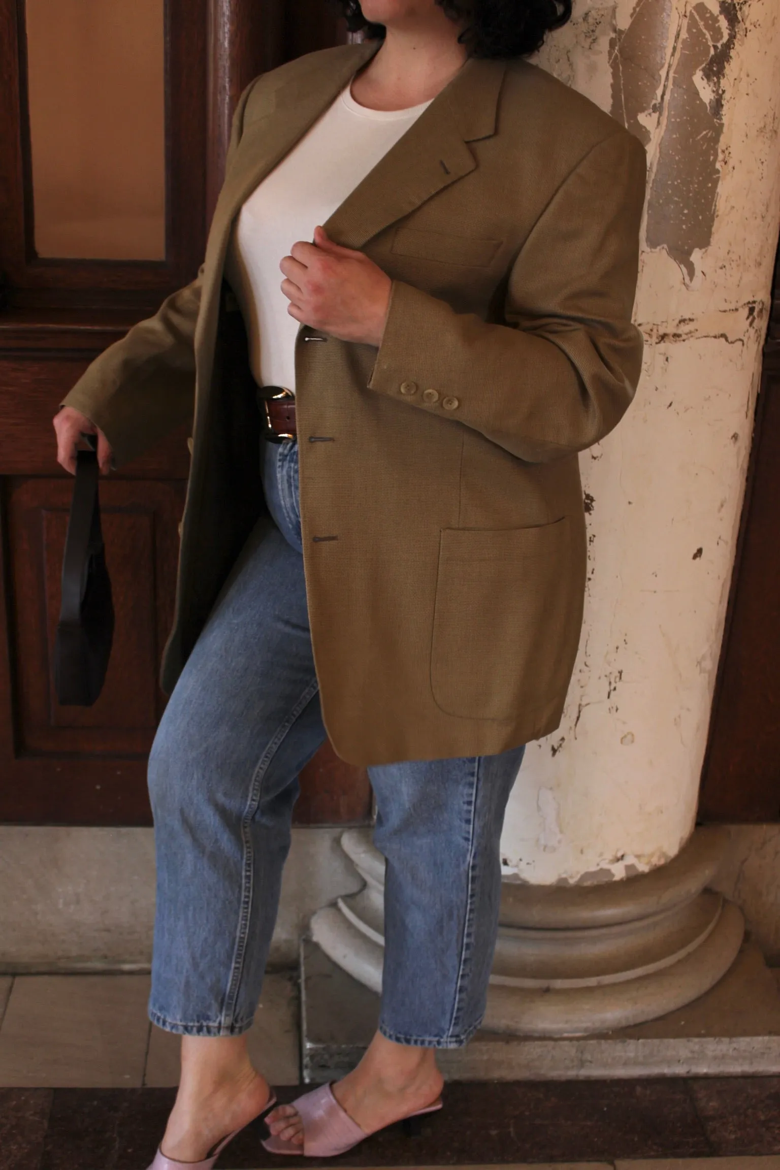 Vintage Latte Woven Silk & Wool Blazer sold by NA NIN product image thumbnail 5