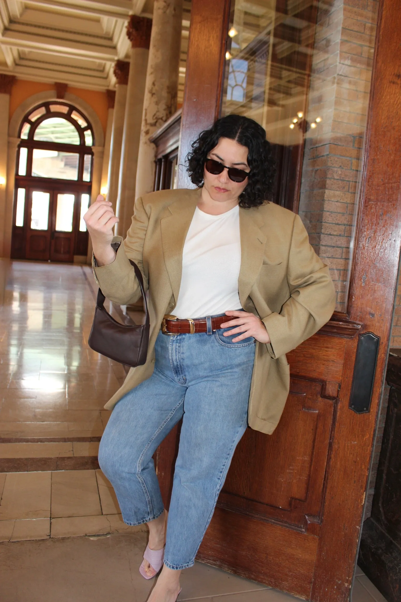 Vintage Latte Woven Silk & Wool Blazer sold by NA NIN product image thumbnail 3