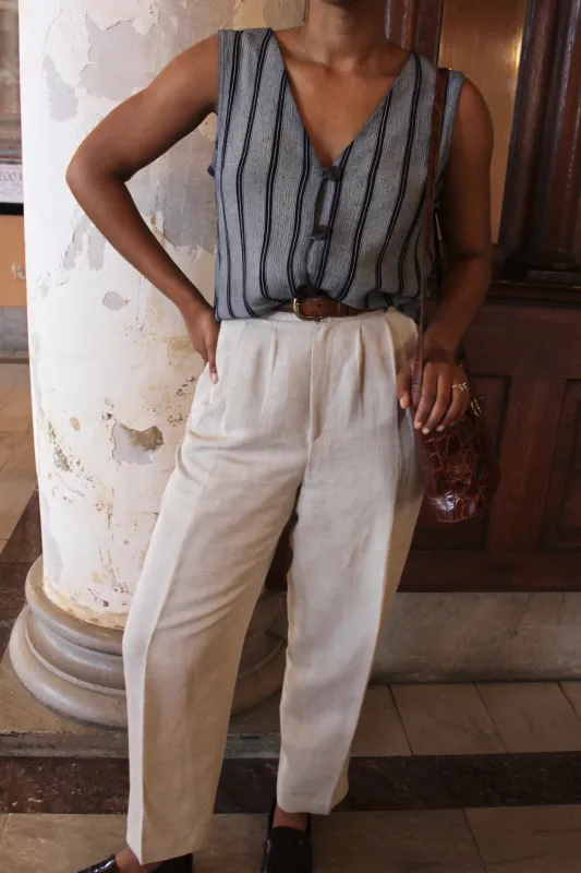 Vintage Woven Linen Trousers made by Vintage