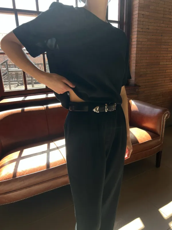 Vintage Paper-Thin Onyx Silk Tee made by Vintage