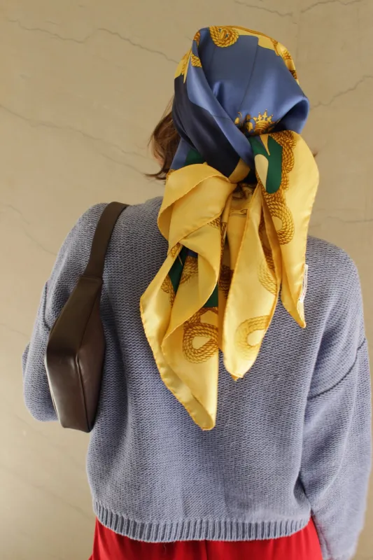 Beautiful Vintage Nautical-Themed Silk Scarf made by Vintage