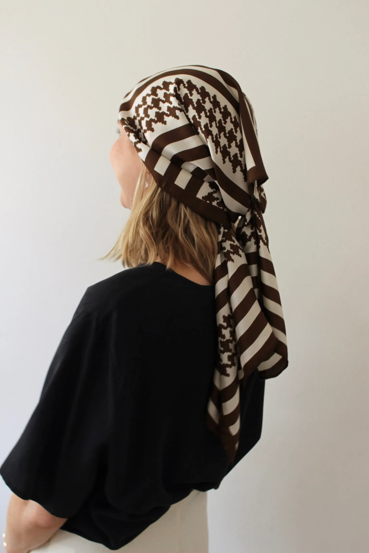Vintage Cocoa Striped Silk Scarf sold by NA NIN product image thumbnail 4