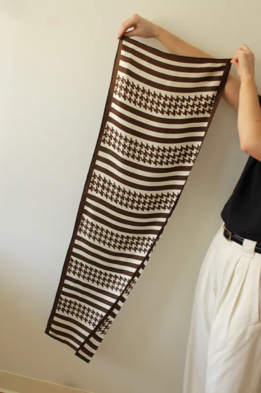Vintage Cocoa Striped Silk Scarf made by Vintage