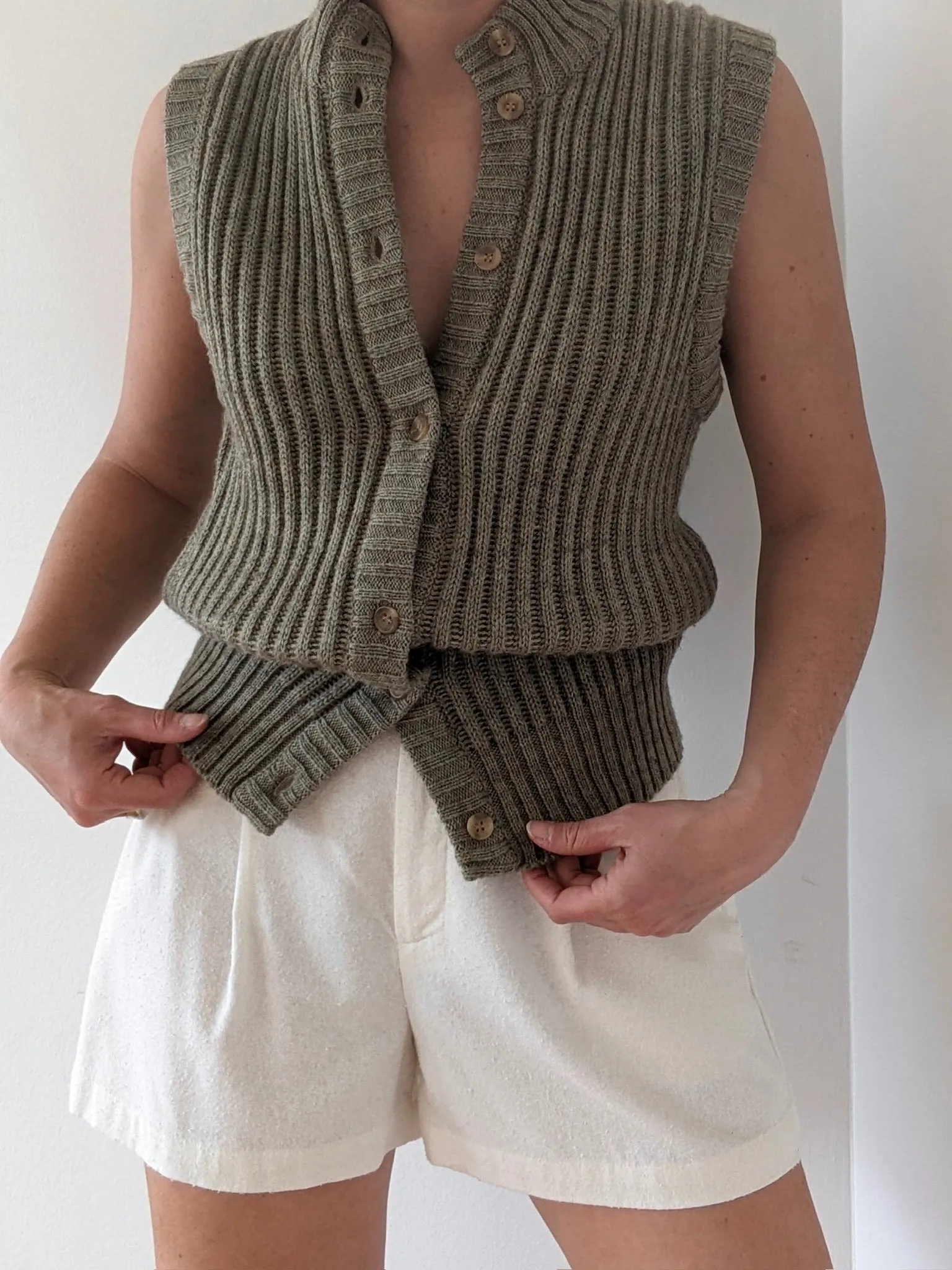 Vintage Sage Ribbed Sleeveless Knit sold by NA NIN