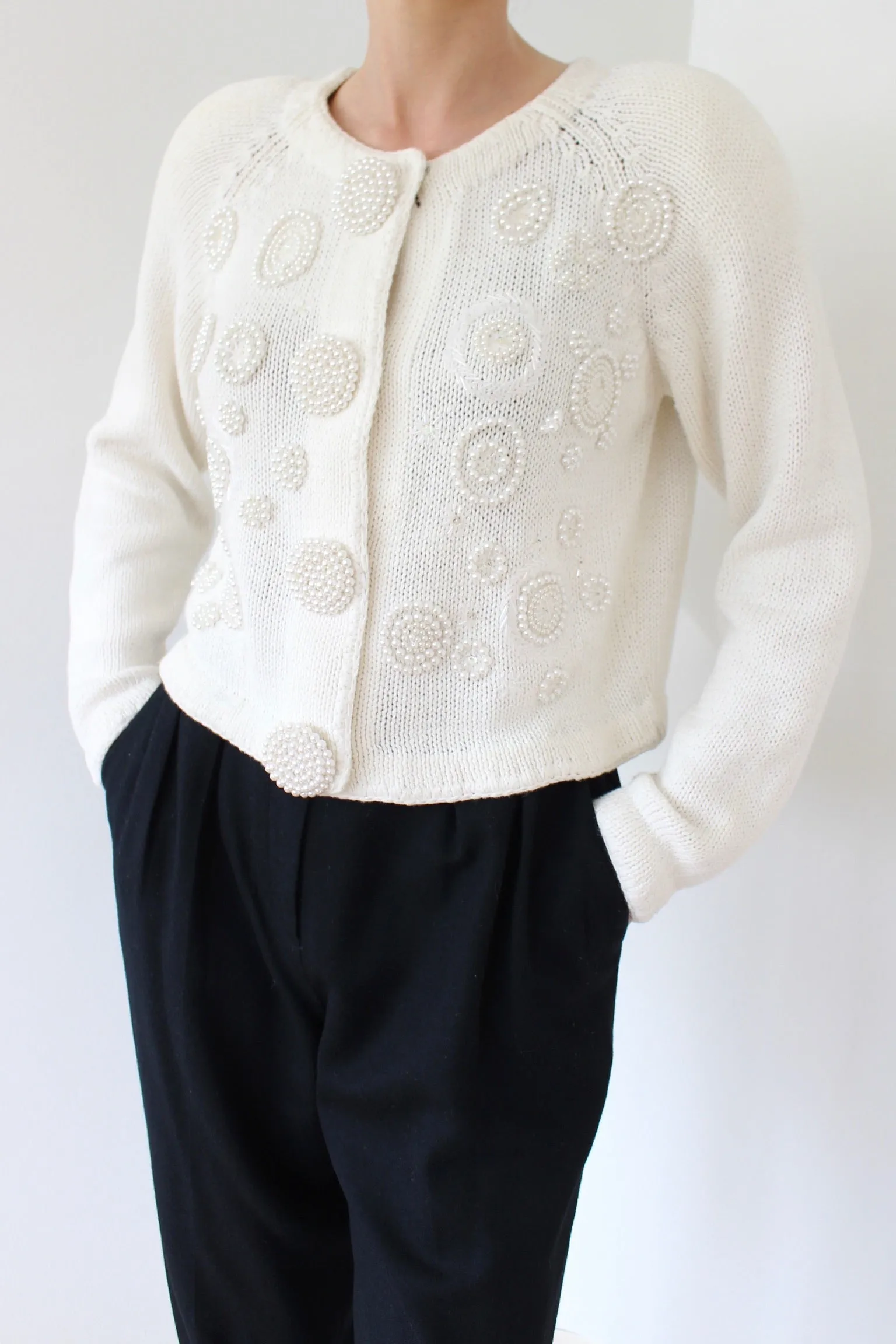 Vintage Embellished Vanilla Cardigan sold by NA NIN