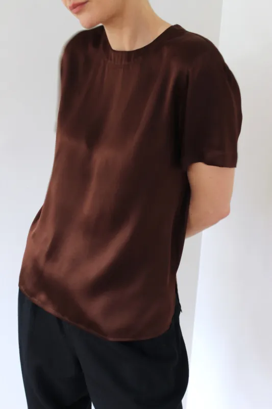 Vintage Espresso Silk Charmeuse Top made by Vintage
