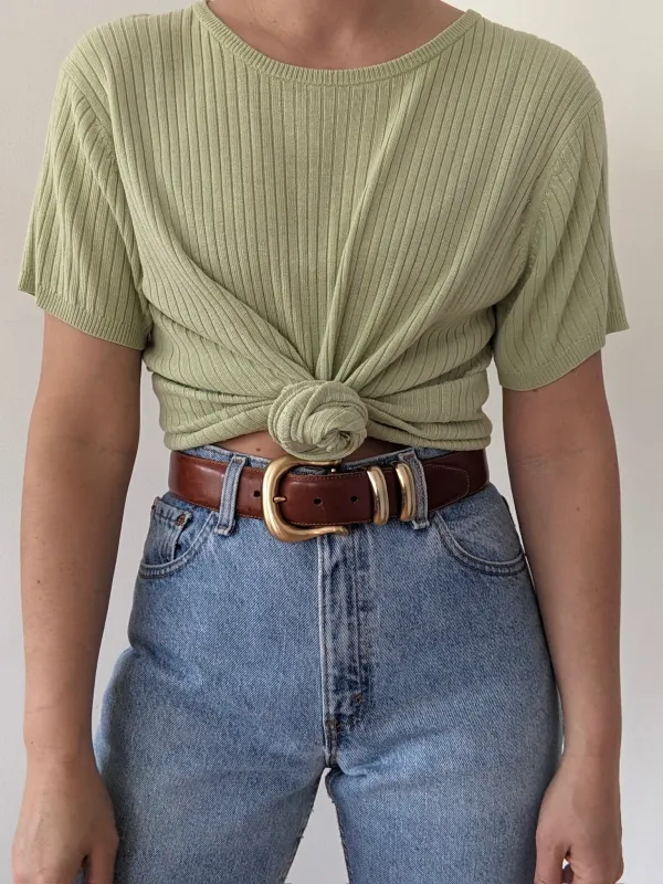 Vintage Matcha Silk Knit Tee made by Vintage