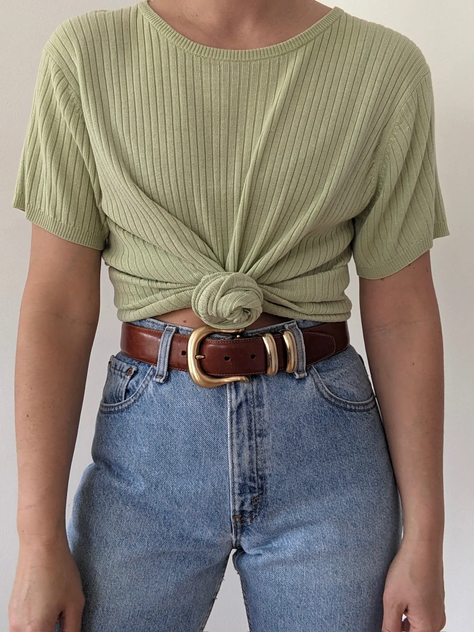 Vintage Matcha Silk Knit Tee sold by NA NIN