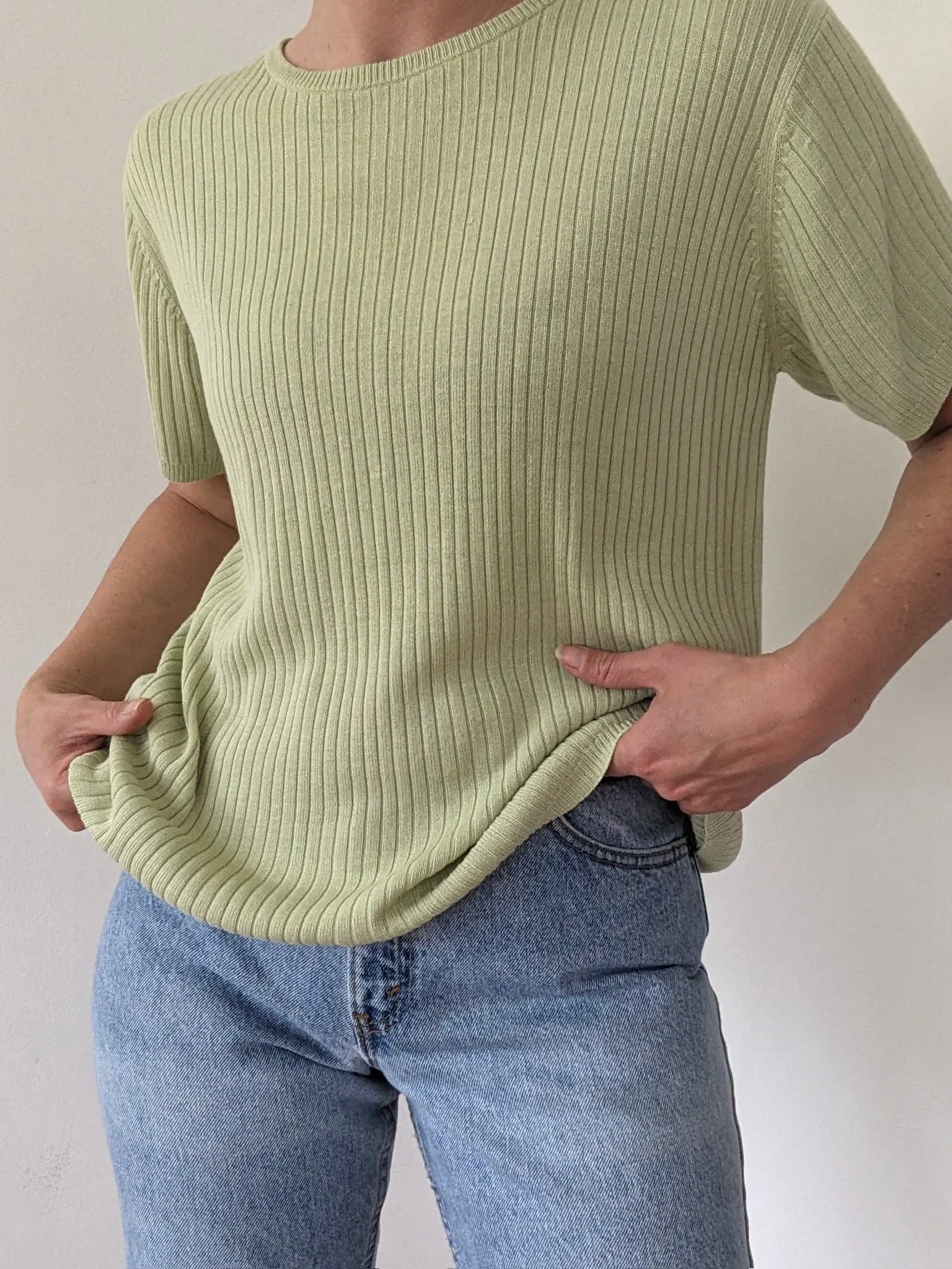 Vintage Matcha Silk Knit Tee sold by NA NIN product image thumbnail 4