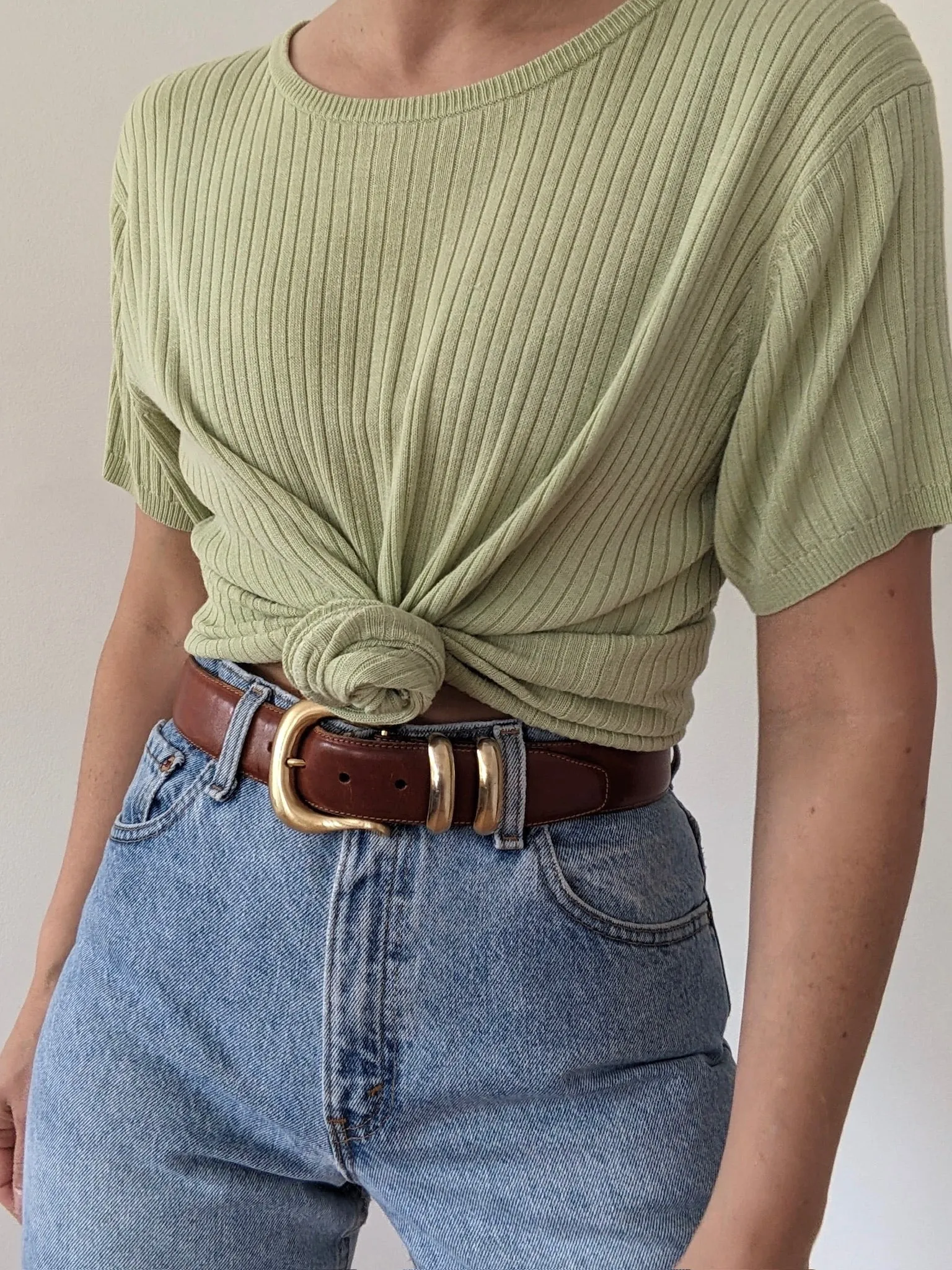 Vintage Matcha Silk Knit Tee sold by NA NIN product image thumbnail 3
