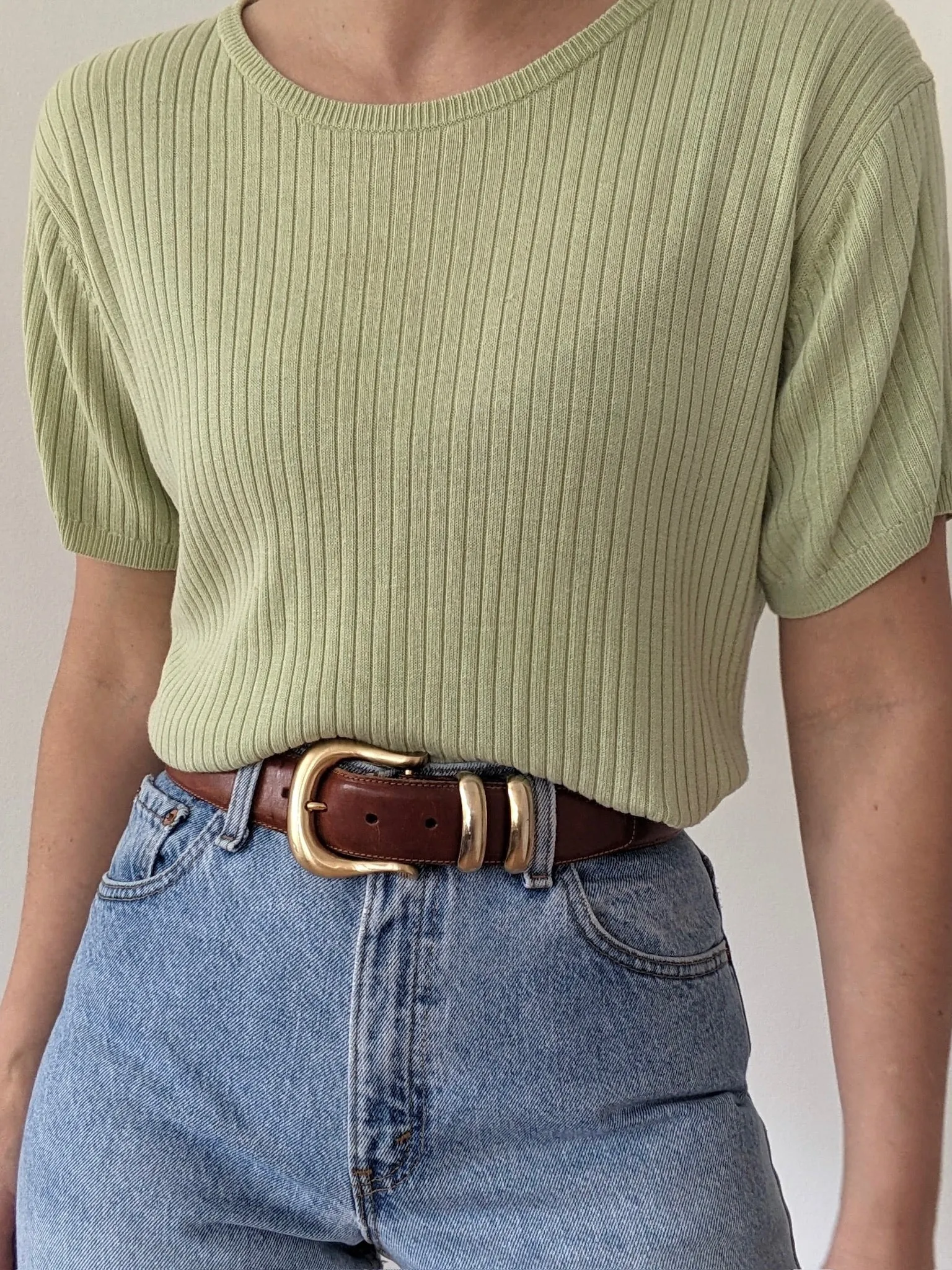 Vintage Matcha Silk Knit Tee sold by NA NIN product image thumbnail 2