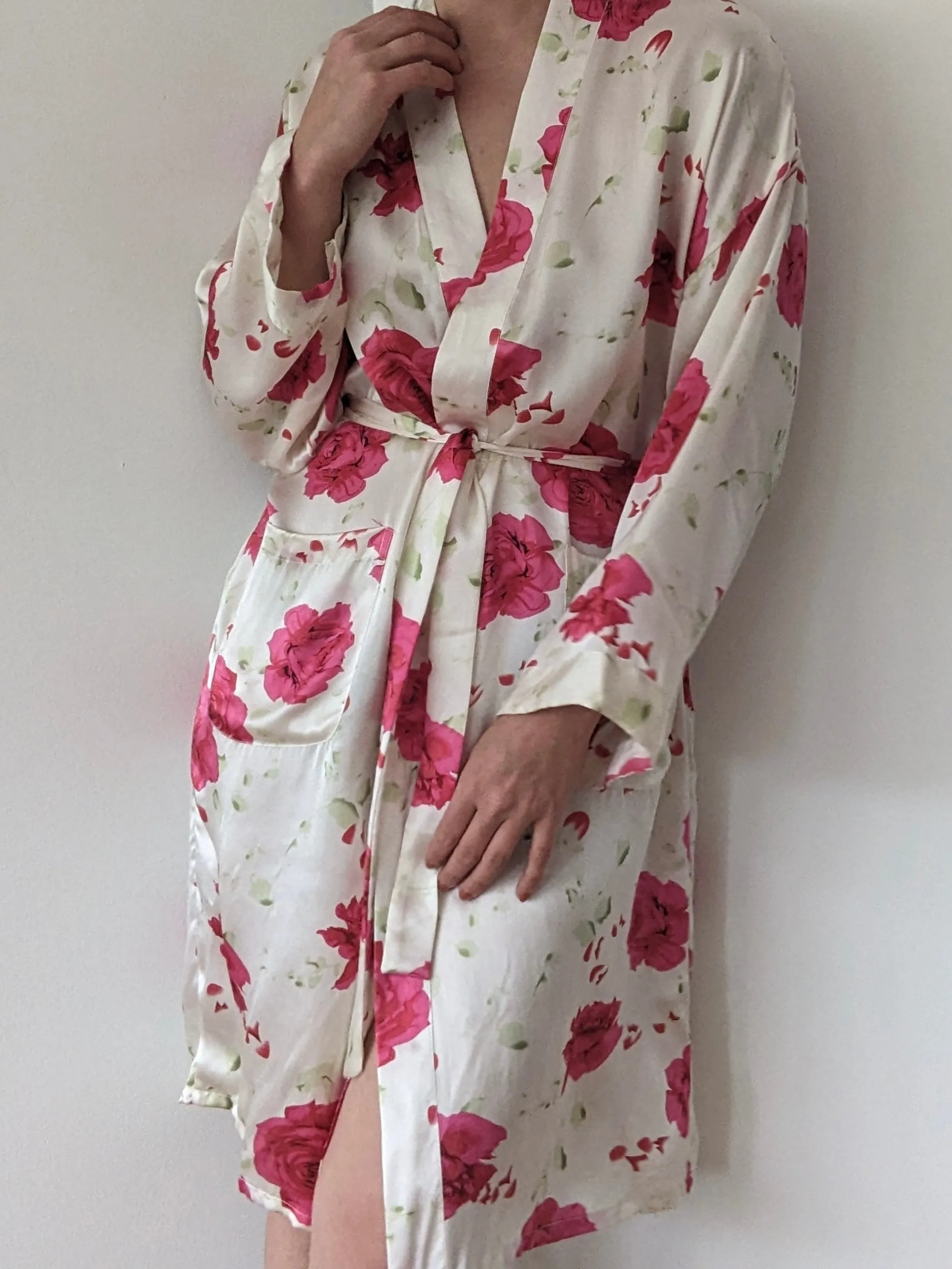 Vintage Floral Silk Satin Robe sold by NA NIN product image thumbnail 3
