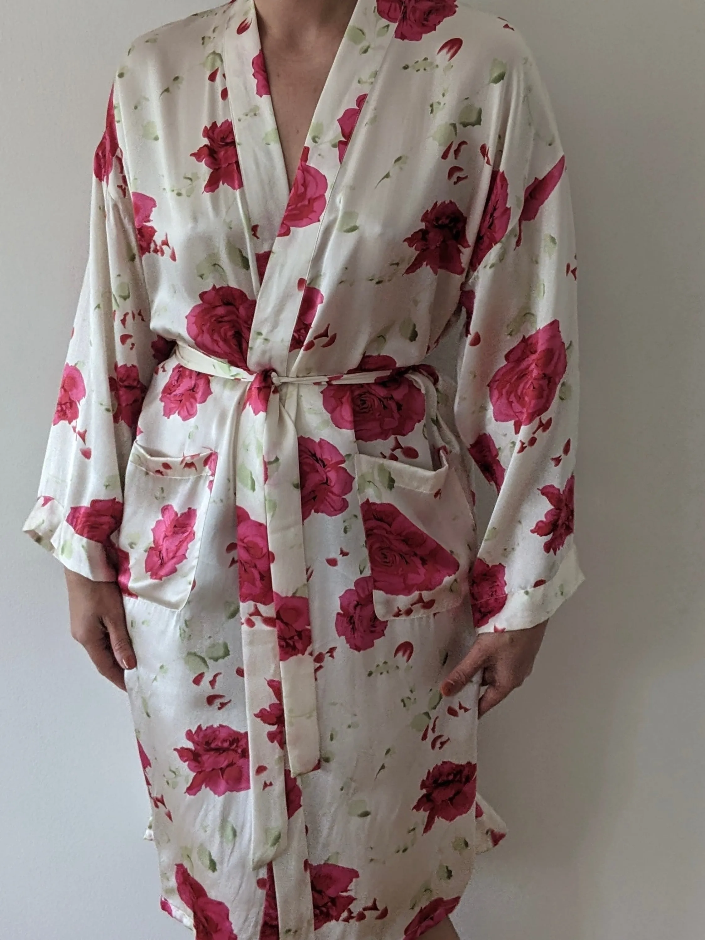 Vintage Floral Silk Satin Robe sold by NA NIN product image thumbnail 4