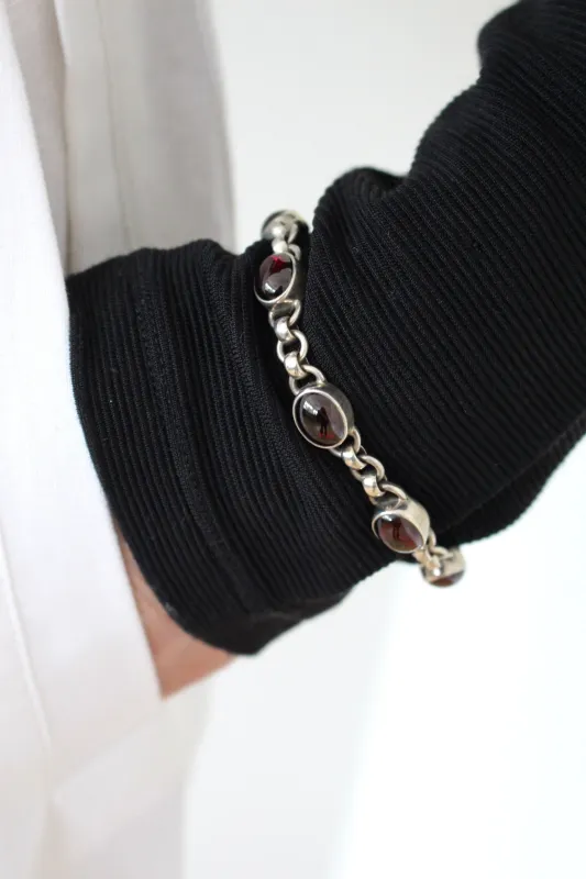 Vintage Silpada Sterling Silver & Garnet Toggle Bracelet made by Vintage