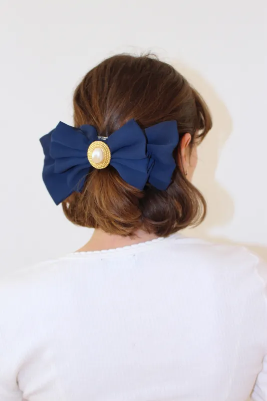 Vintage Faux Pearl Bow Clip made by Vintage