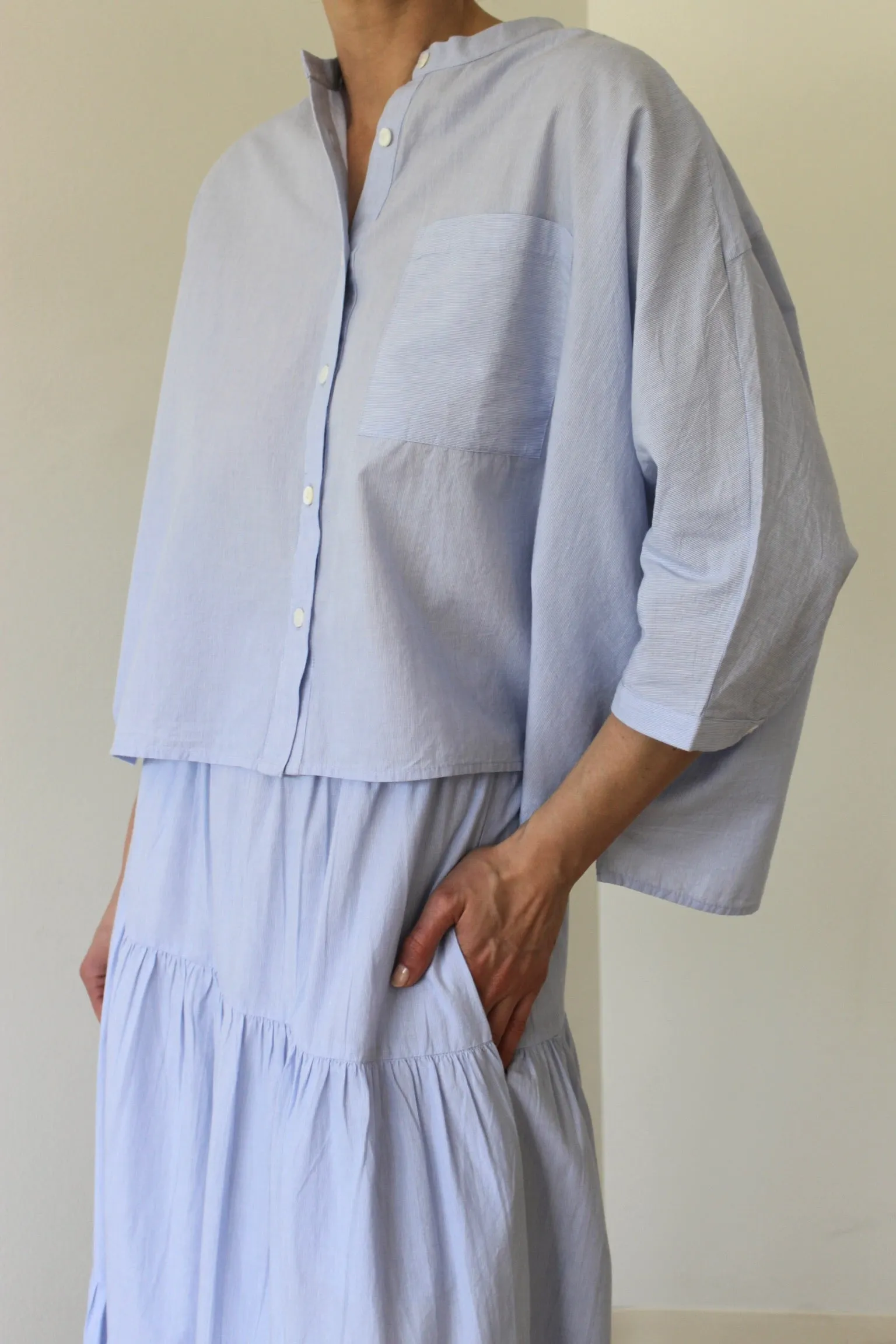 Adrian Pinstripe Cotton Top sold by NA NIN