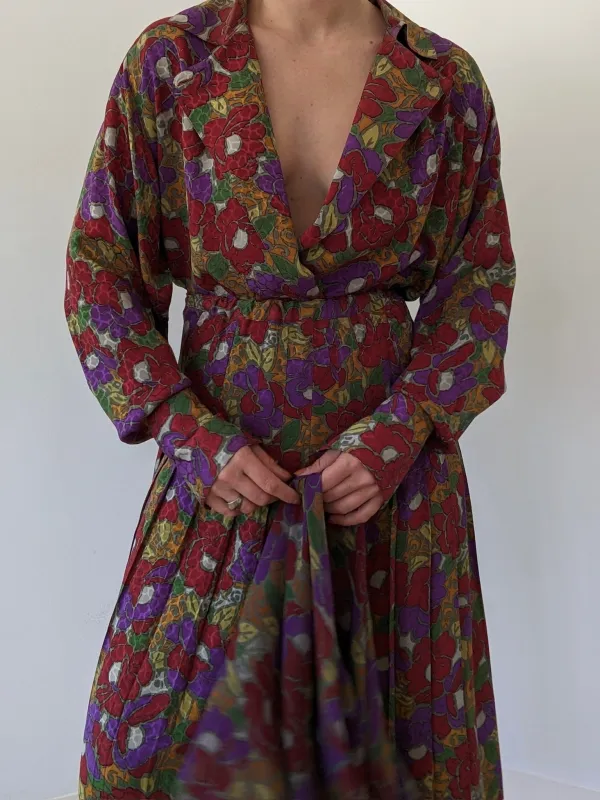 Vintage Floral Silk Skirt Set made by Vintage