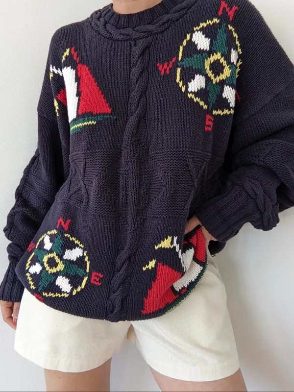 Vintage Guess Nautical Cotton Sweater made by NA NIN