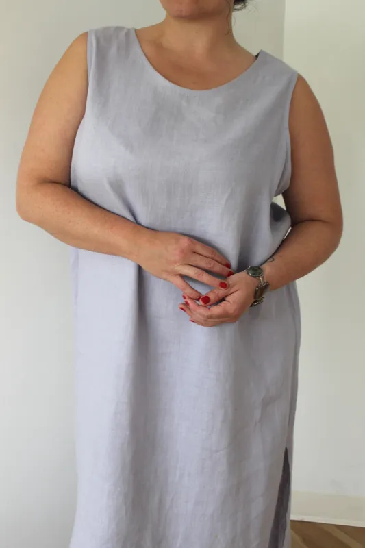 Vintage Lavender Linen Market Dress made by Vintage