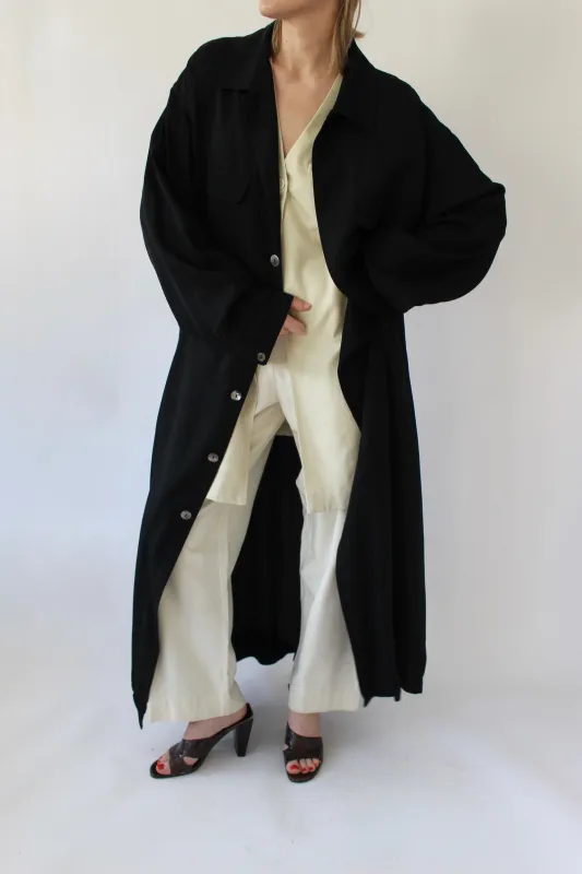 Vintage Onyx Woven Silk Belted Trench made by Vintage