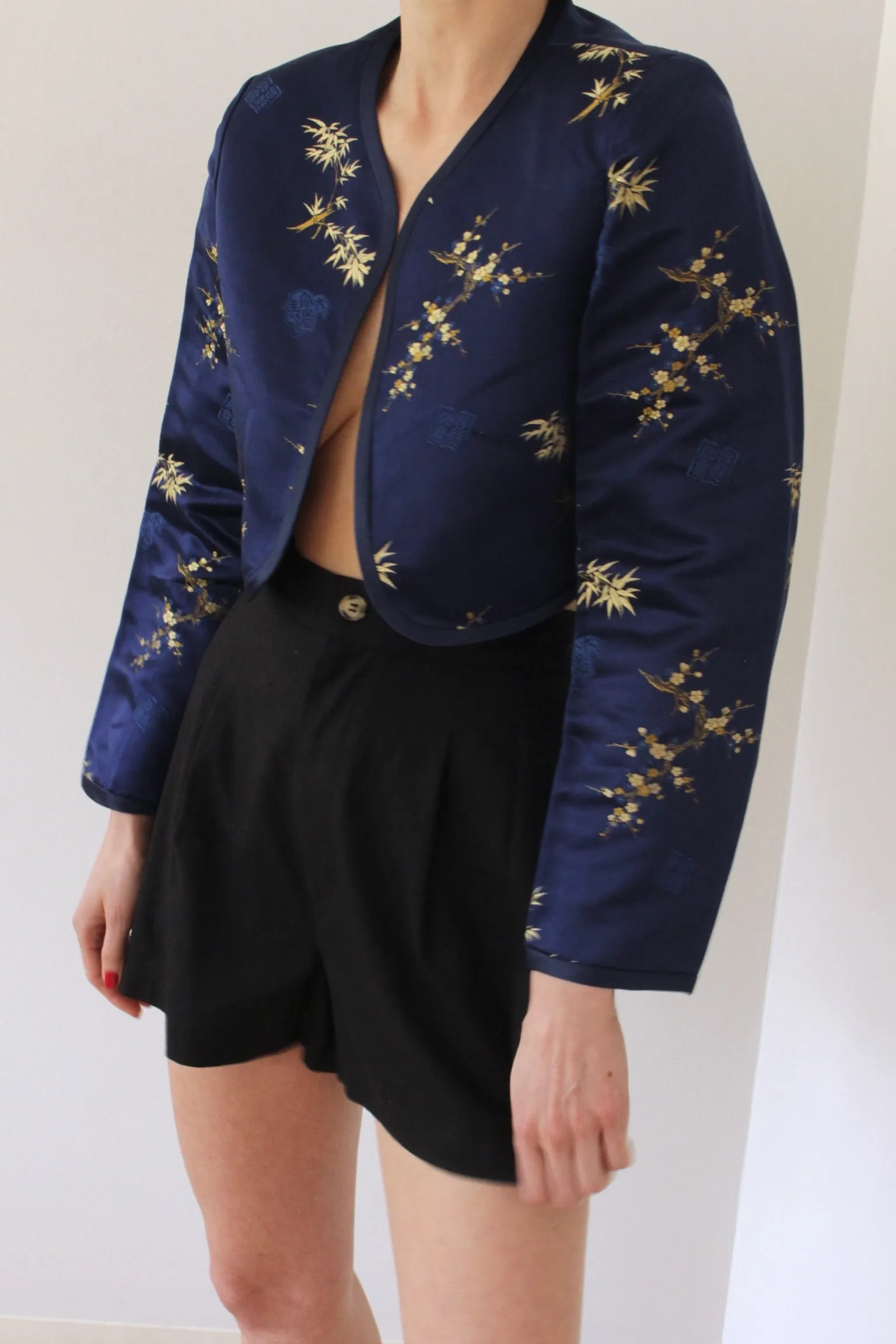 Beautiful Vintage Midnight Silk Embroidered Bolero sold by NA NIN