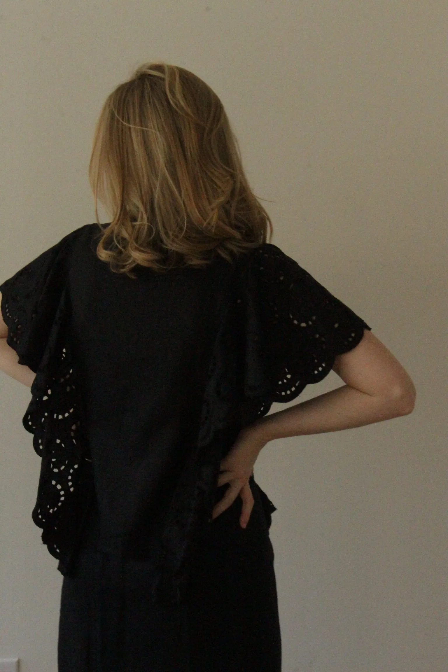 Lovely Vintage Jet Black Linen Eyelet Skirt Set sold by NA NIN product image thumbnail 5