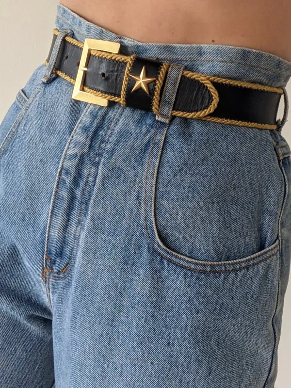 Vintage Nautical Star Pendant Leather Belt made by Vintage