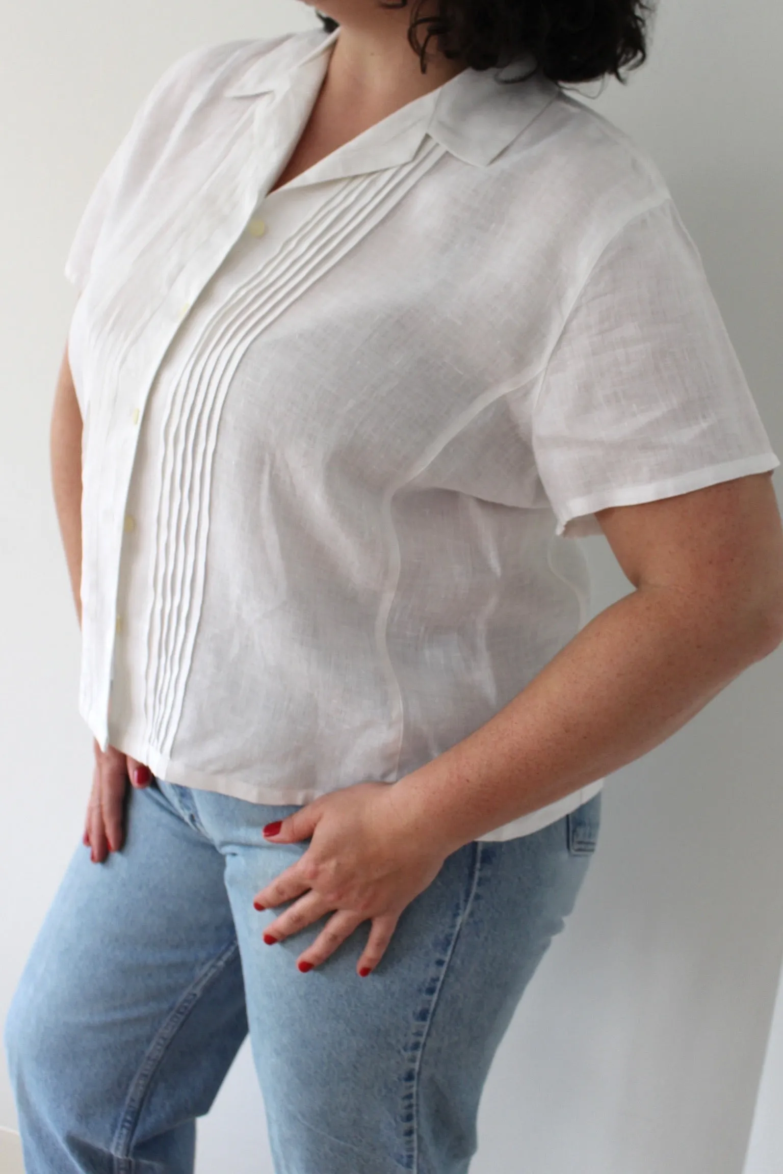 Vintage Ivory Pleated Linen Blouse sold by NA NIN product image thumbnail 5