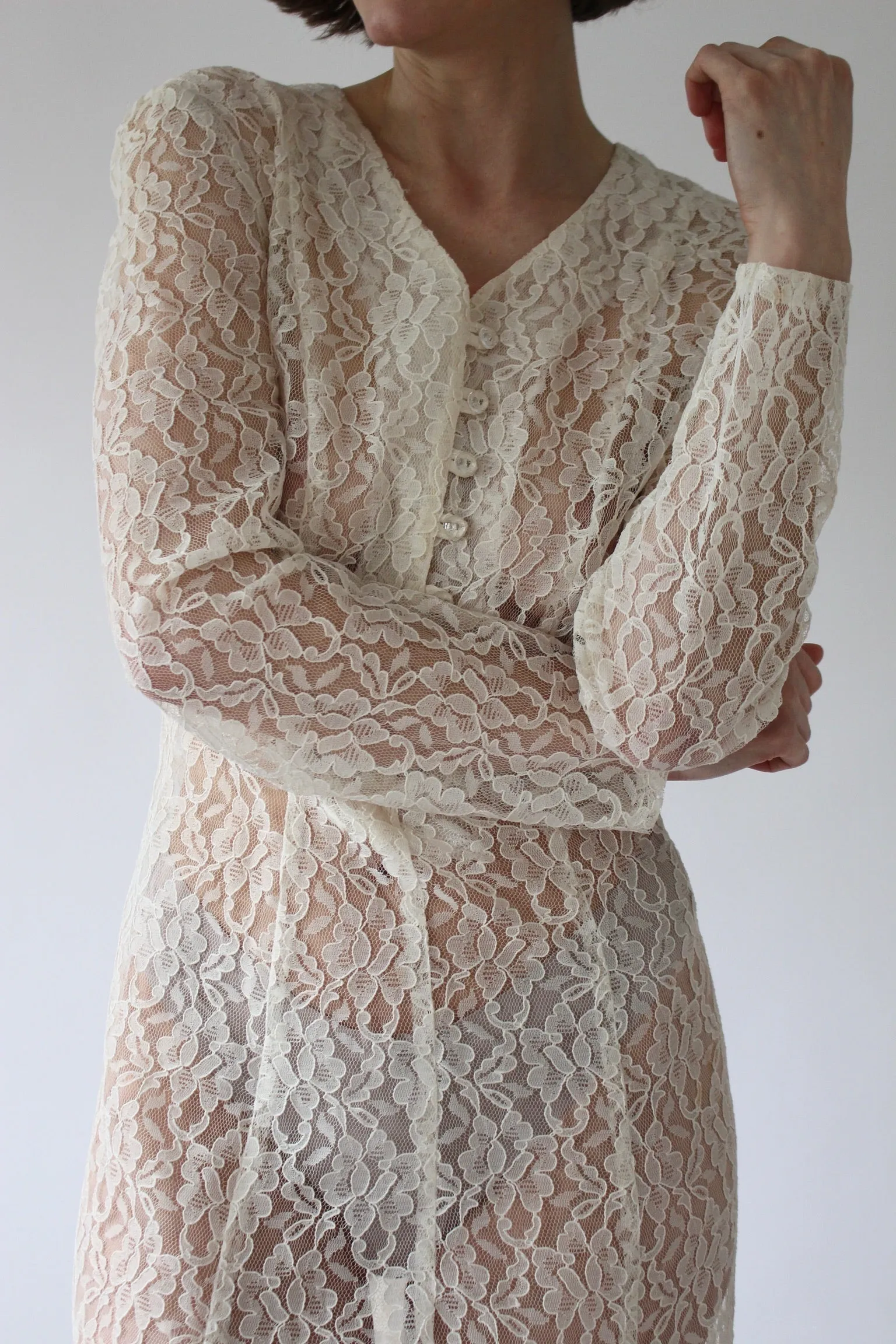 Incredible Vintage Sheer Lace Dress sold by NA NIN
