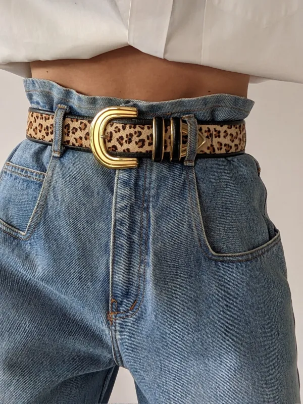 Vintage Printed Calf Hair & Leather Belt made by Vintage