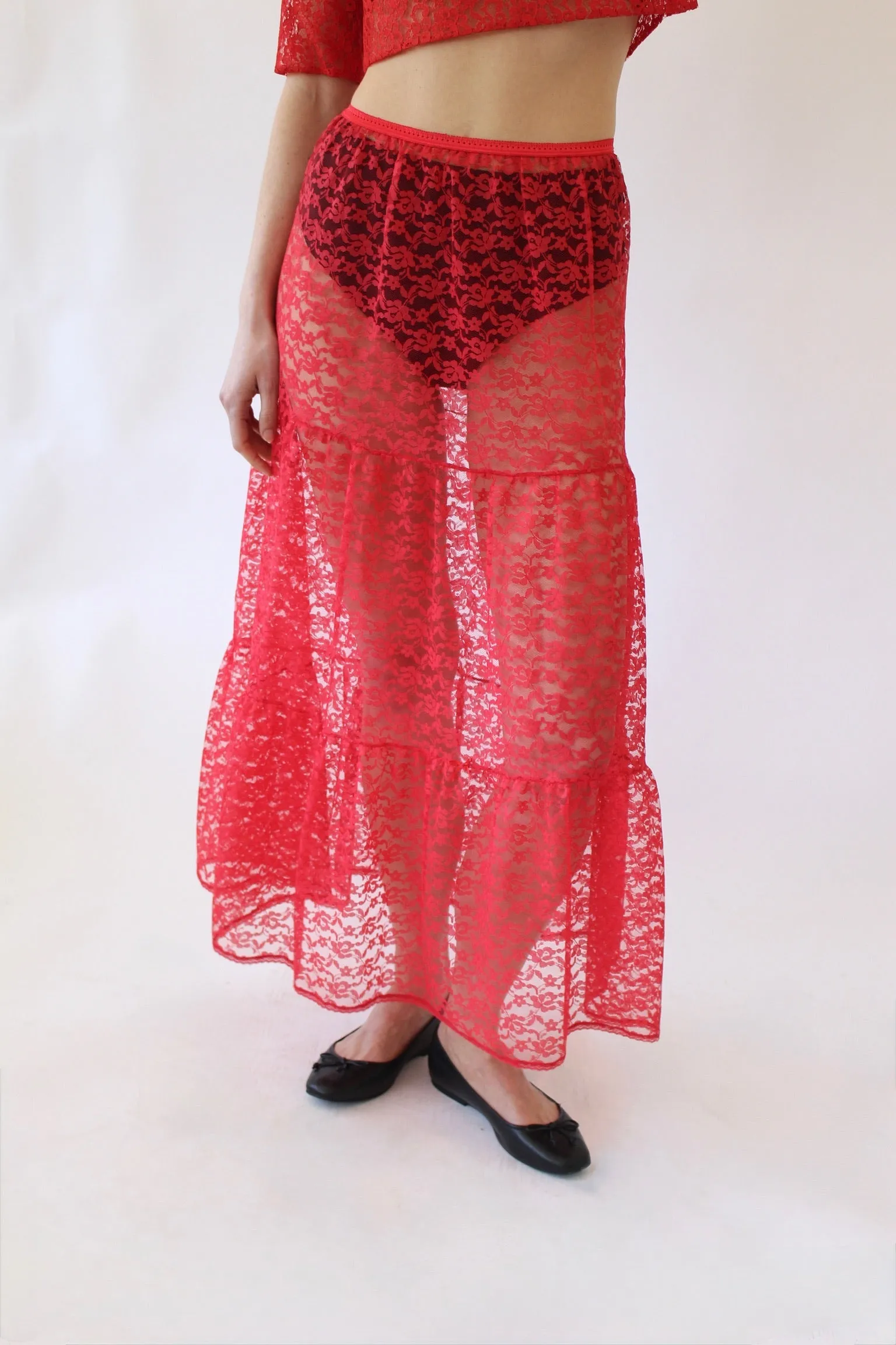 Vintage Raspberry Sheer Lace Skirt sold by NA NIN product image thumbnail 2