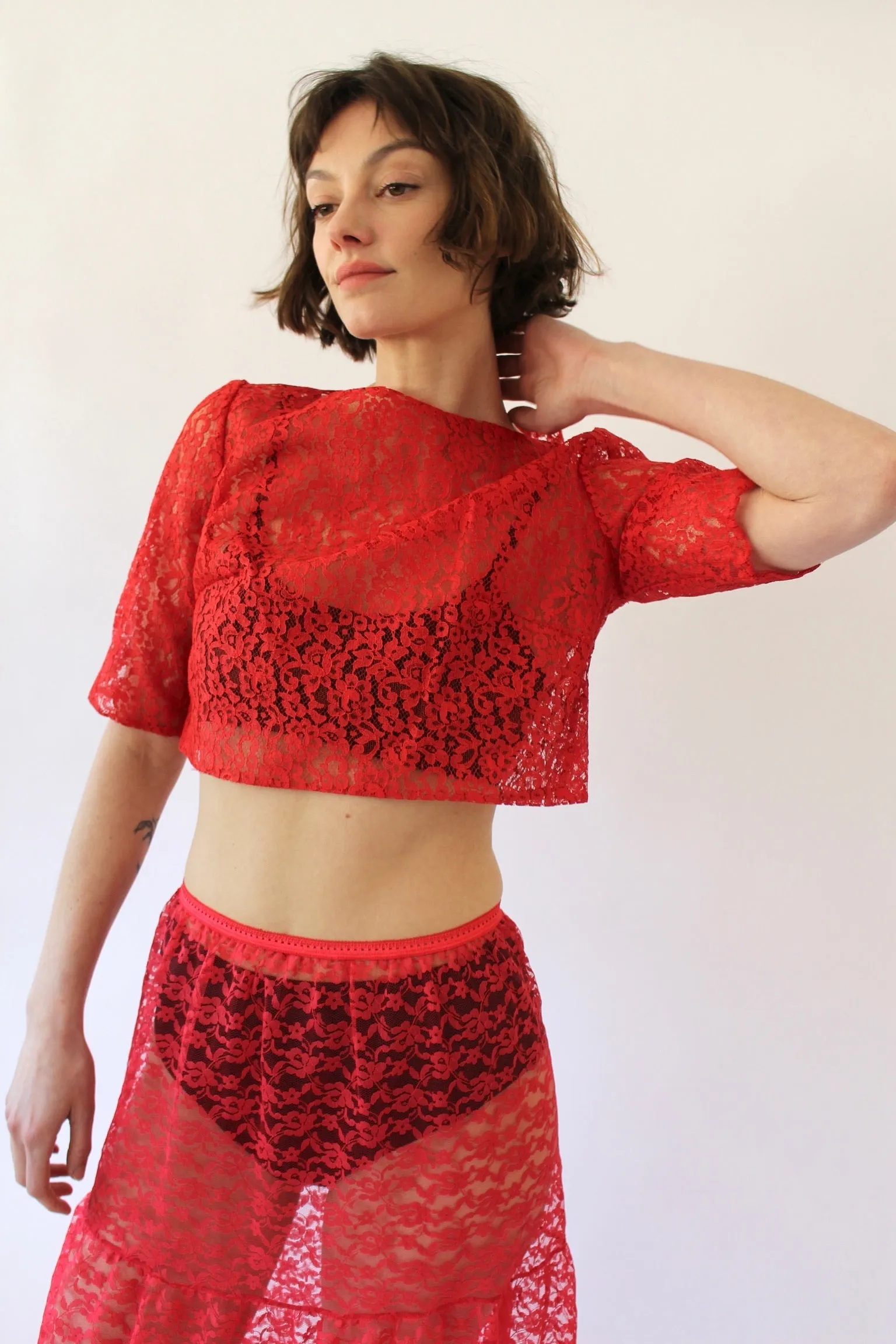 Vintage Chili Lace Crop Blouse sold by NA NIN product image thumbnail 2