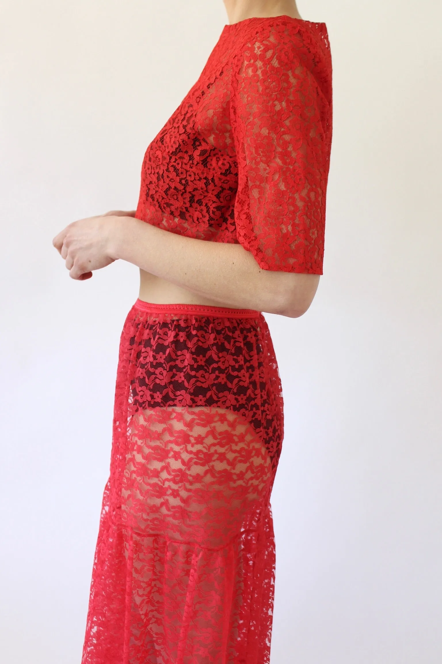 Vintage Chili Lace Crop Blouse sold by NA NIN product image thumbnail 5