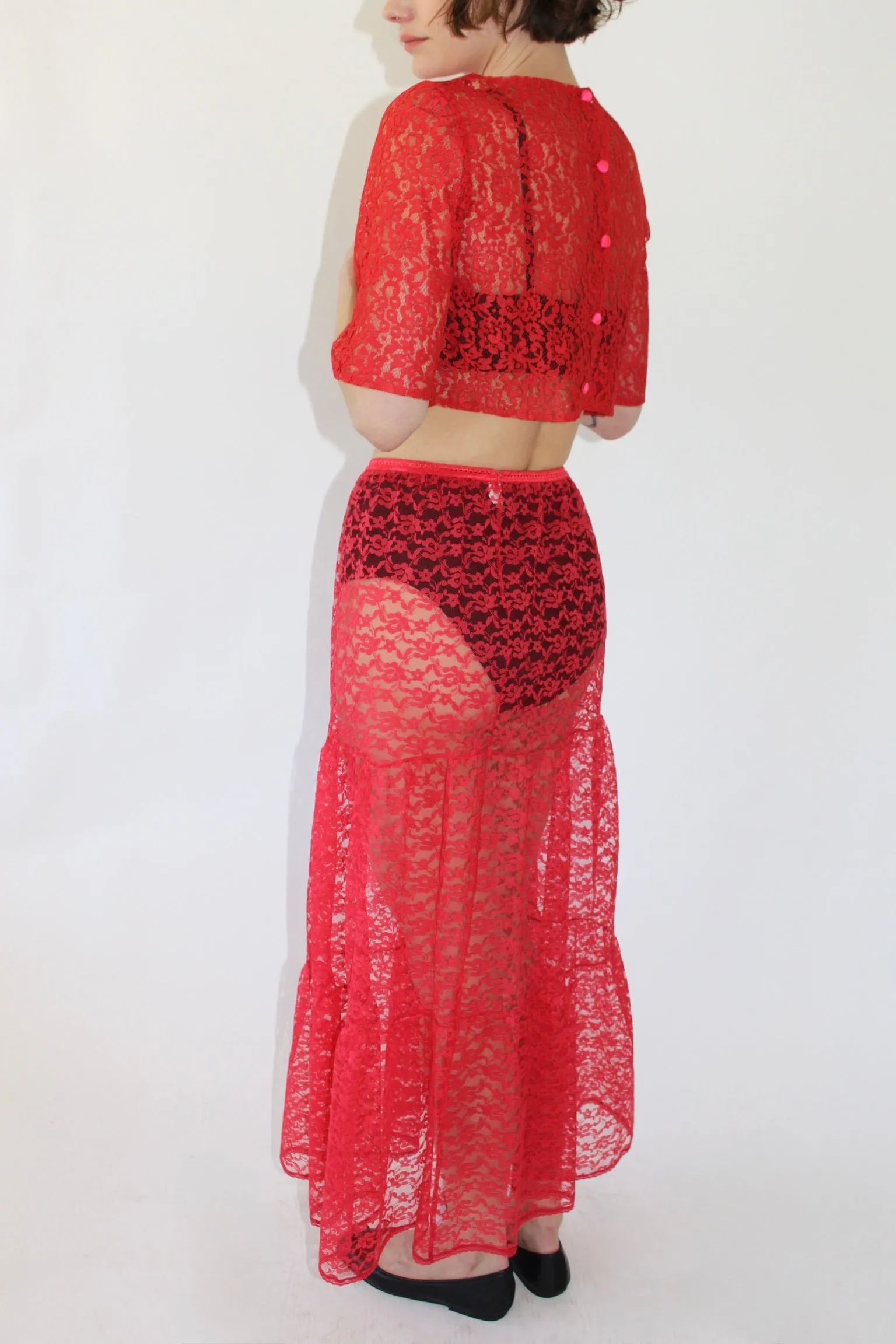 Vintage Chili Lace Crop Blouse sold by NA NIN product image thumbnail 4