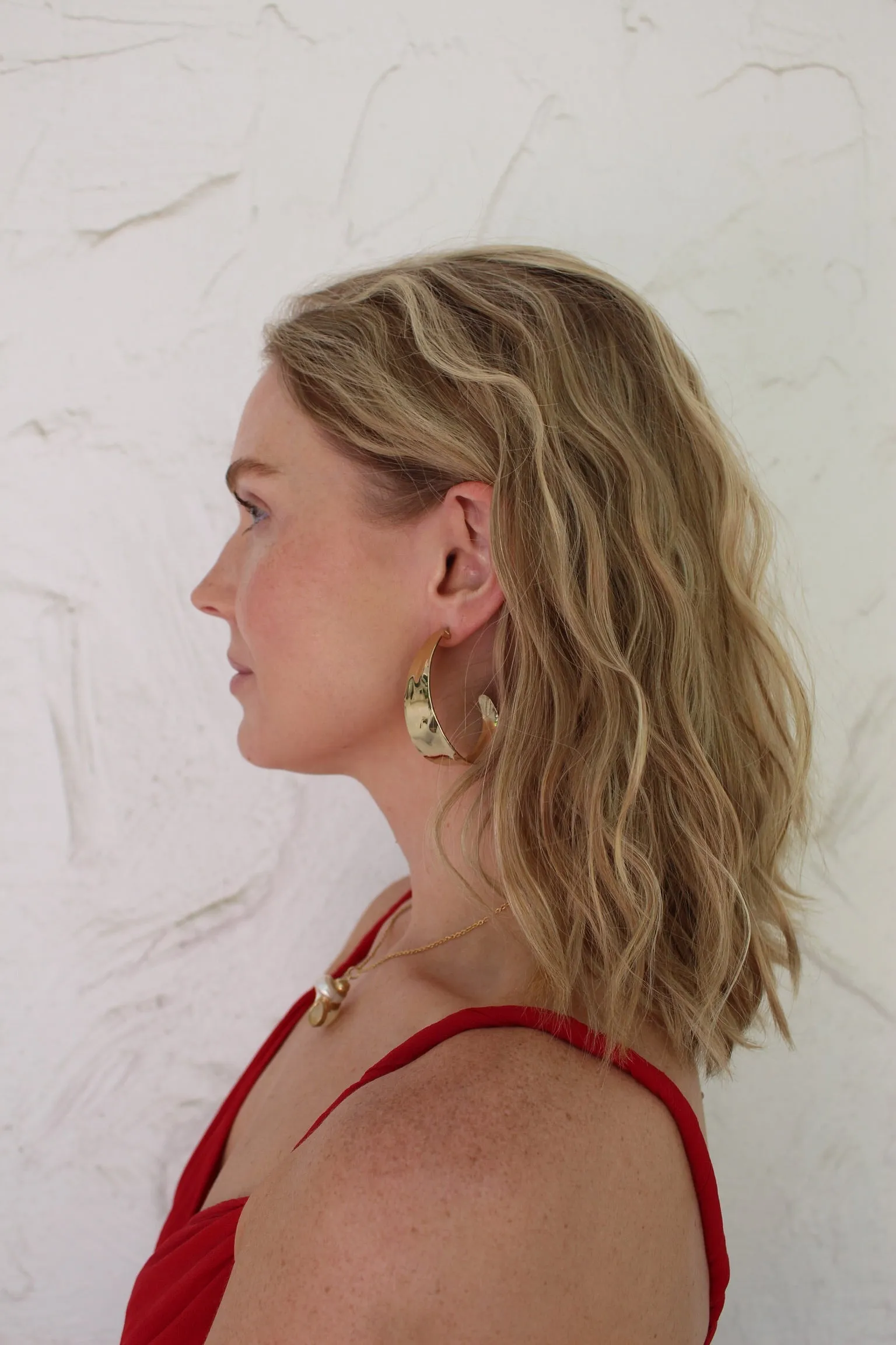 Statement Vintage Gold Hammered Hoop Earrings sold by NA NIN product image thumbnail 3