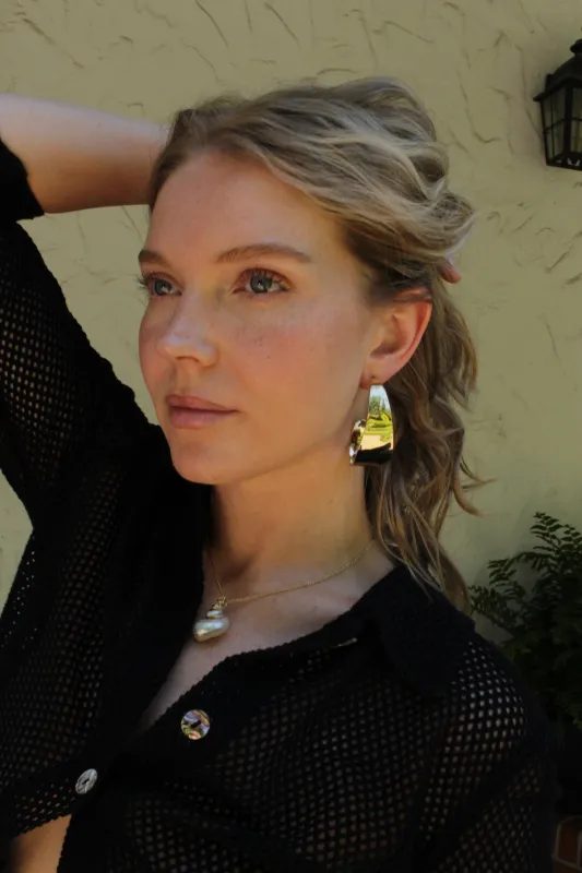 Statement Vintage Gold Hammered Hoop Earrings made by Vintage