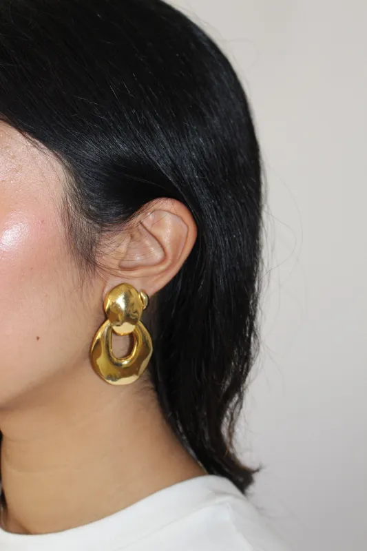 Beautiful Vintage Gold Door Knocker Earrings made by Vintage