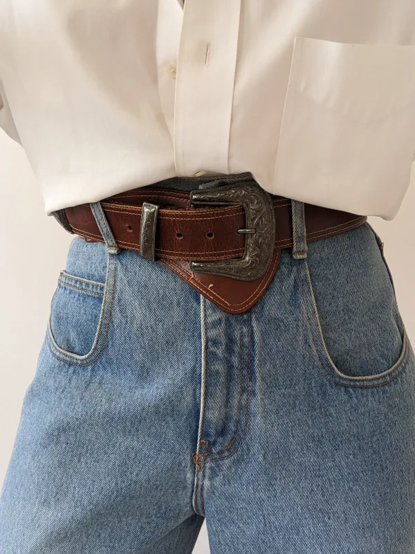 Vintage Western Leather Belt made by Vintage