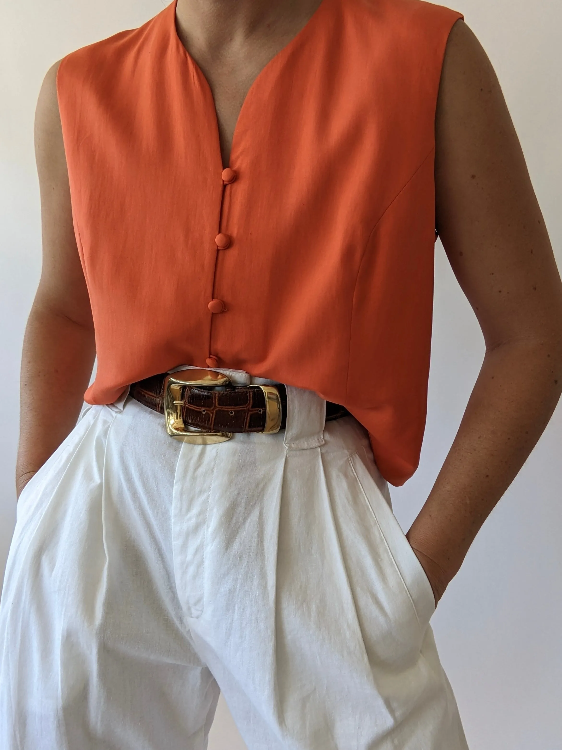 Vintage Citrus Silk Rouleau Top sold by NA NIN