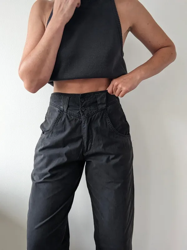 Vintage Faded Black High-Rise Trousers made by Vintage