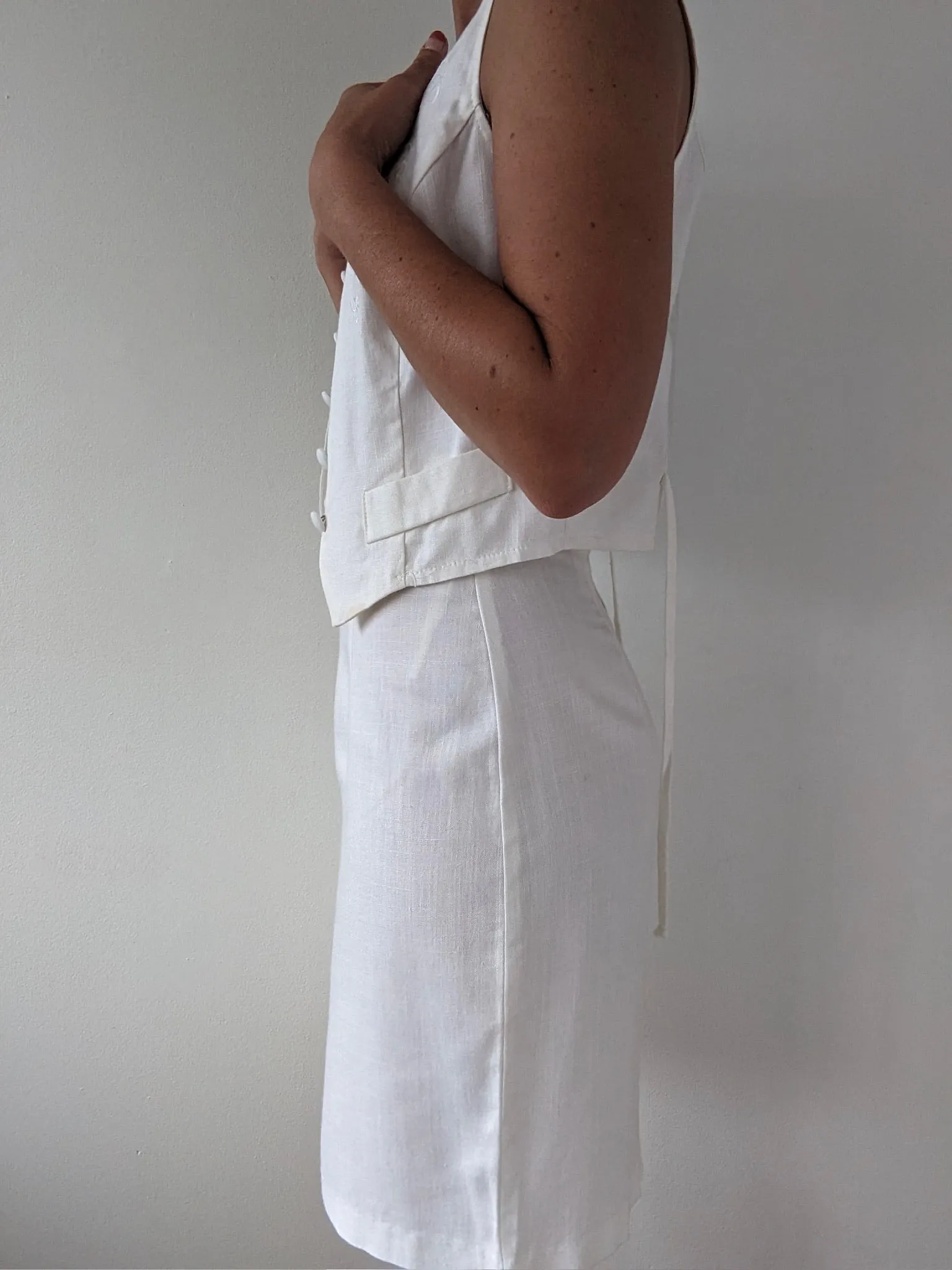 Lovely Vintage Ivory Linen Vest & Skirt Set sold by NA NIN product image thumbnail 5